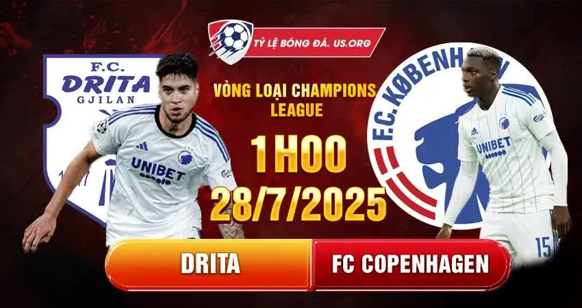 Soi kèo Drita vs FC Copenhagen 1h00 ngày 30/7
